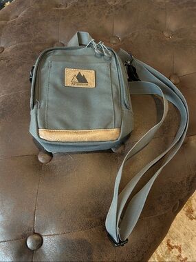 Crossbody Bag in Slate Blue with Tan Accent